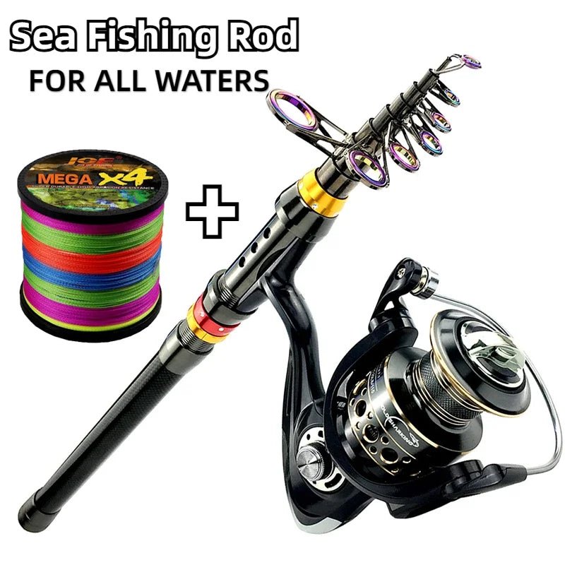 Spinning Fishing Rod and Reel Combo 1.8-3.6m Carbon Fiber Sea Pole and 5.2:1 Gear Ratio Metal Spool with Line Kits for Bass Carp - IronWear Co.